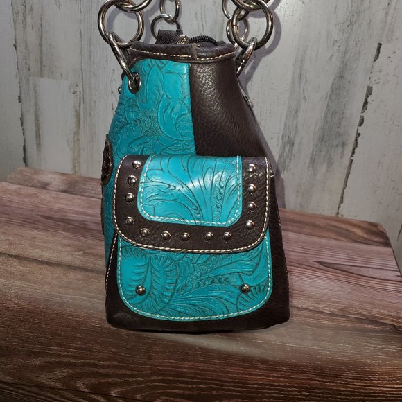🛑🚨SOLD🚨🛑💞Turquoise bling conceal carry purse/wallet - Picture 3 of 11